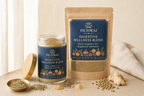Digestive Wellness Blend refill pouch and jar with its raw ingredients